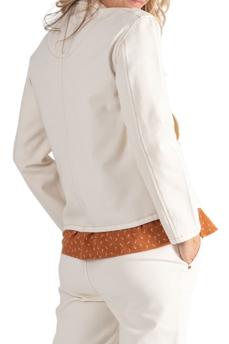 Romy Floral Embroidered Maternity/Nursing Denim Jacket, Alternate, color, BEIGE
