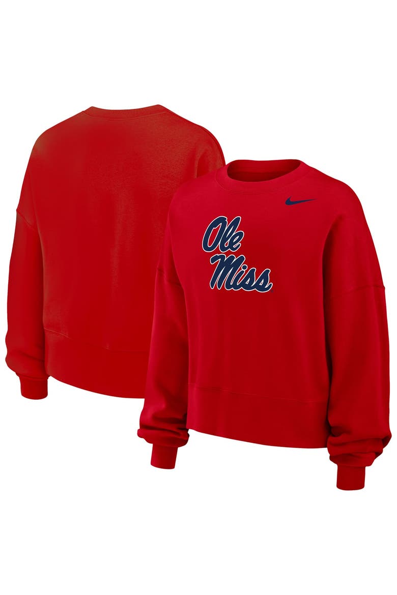 Women's Nike Red Ole Miss Rebels Phoenix Fleece Pullover Sweatshirt, Main, color, Red