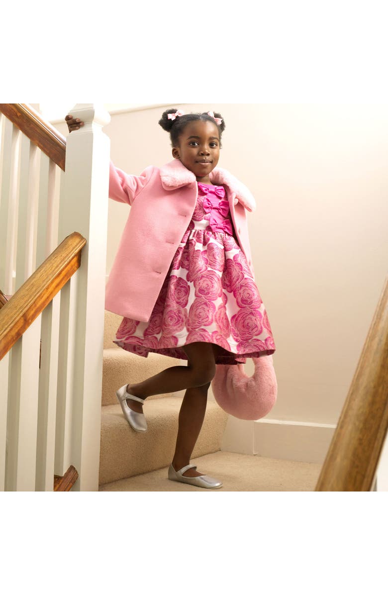 Rachel Riley Faux Fur Collar Coat, Alternate, color, Pink