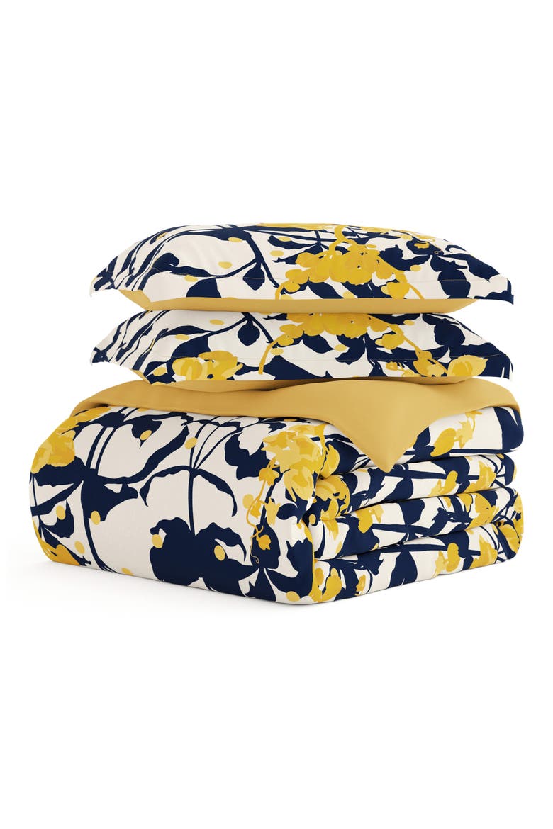 Premium Ultra Soft Boho Flower 3-Piece Reversible Duvet Cover Set, Main, color, YELLOW