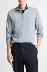 Vince Double Face Cotton Blend Quarter Zip Pullover