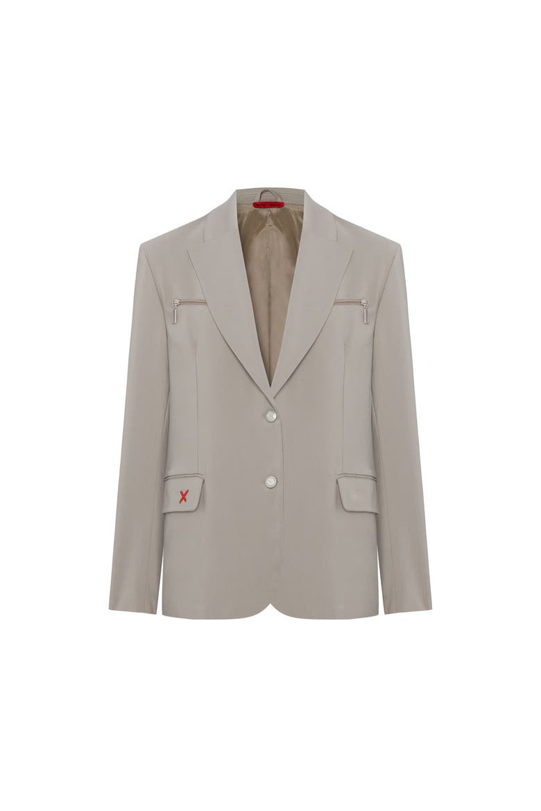 Cotton Zip Detail Woven Blazer, Main, color, beige