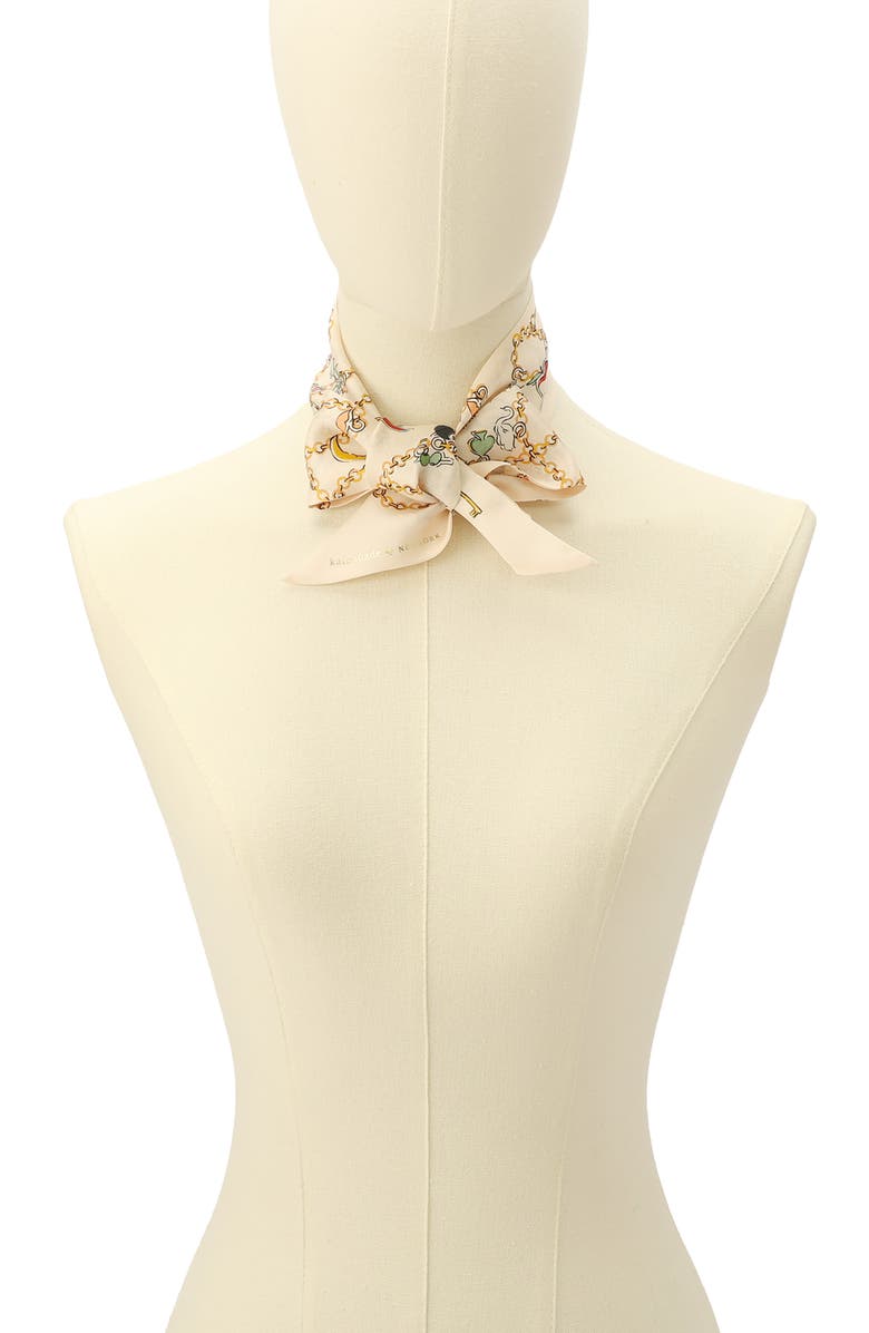 Kate Spade New York dream charms silk scarf, Alternate, color, Ivory Multi