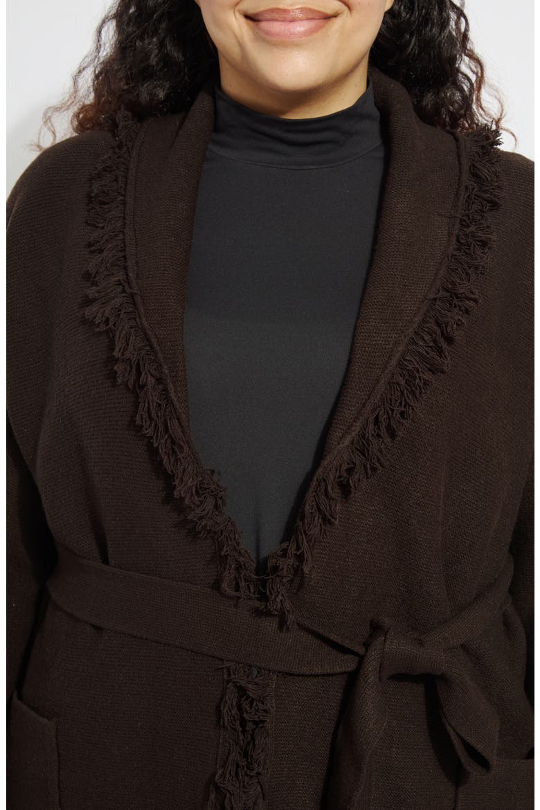 Dixie Fringe Belted Cardigan, Alternate, color, DOUBLE ESPRESSO
