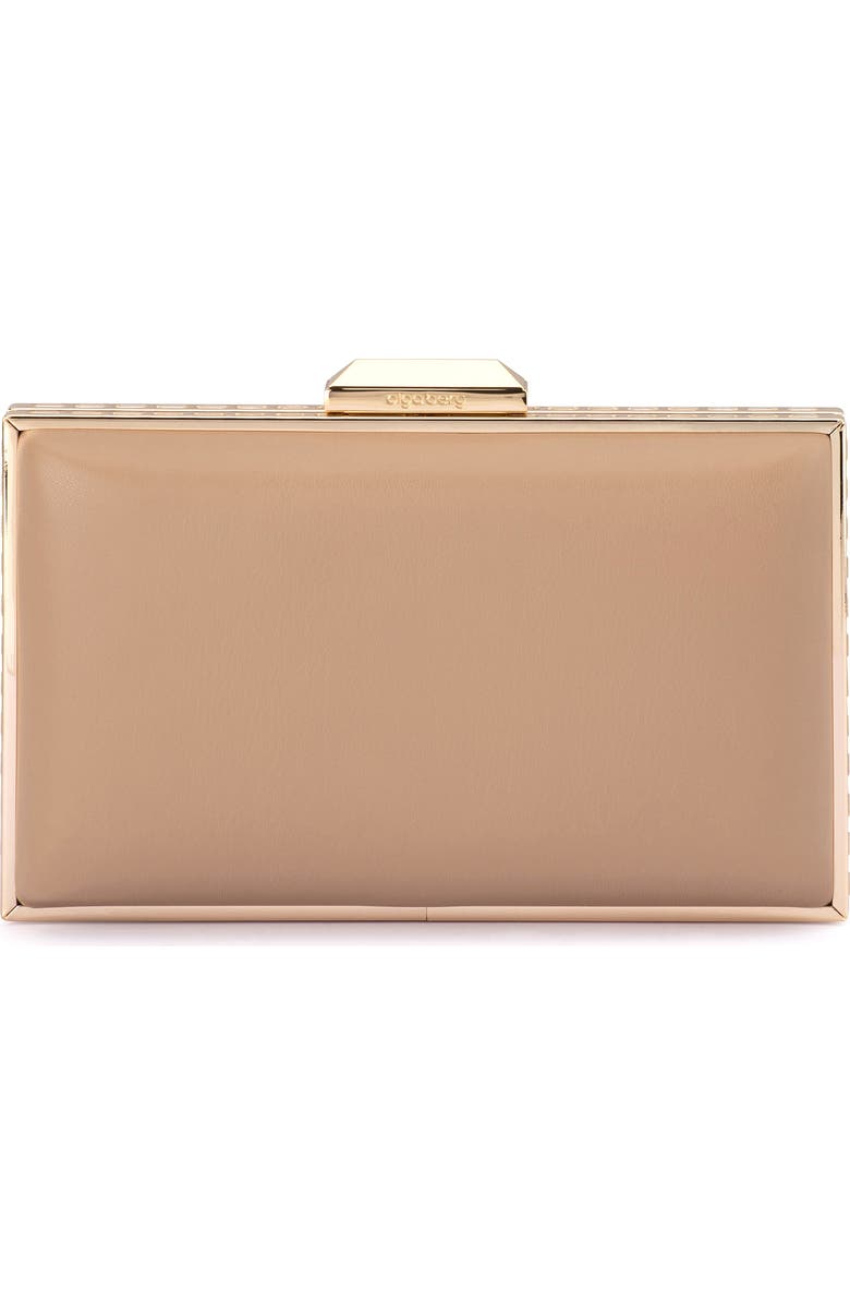 Olga Berg Sammi Crystal Frame Clutch, Main, color, Natural