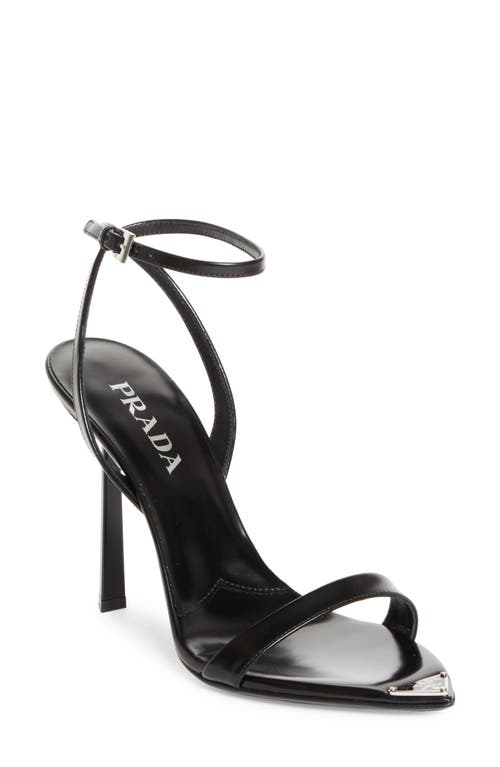 Prada Logo-detailed Leather Sandals In Black