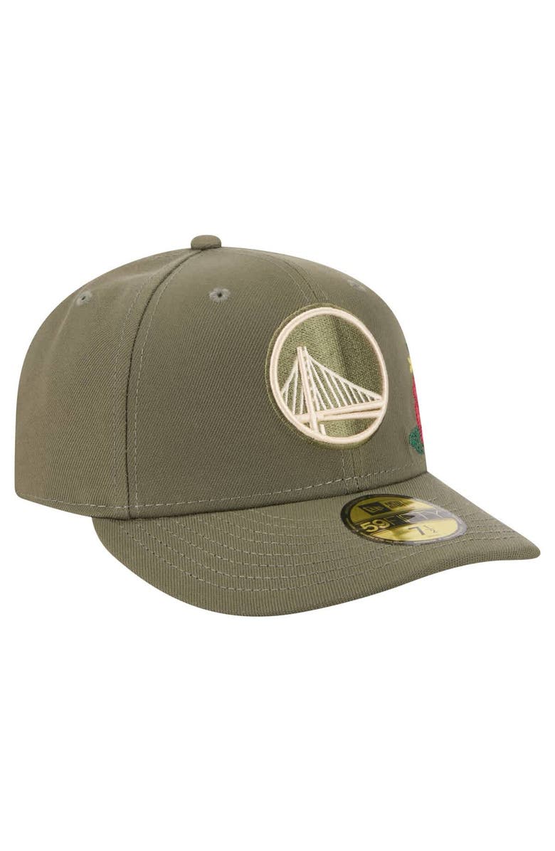New Era Men's New Era Olive Golden State Warriors Tonal Florals 59FIFTY Fitted Hat, Alternate, color, Olive