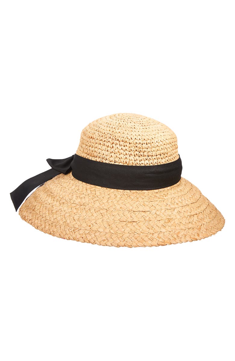 Scala Breton Raffia Curved Brim Sun Hat, Main, color,