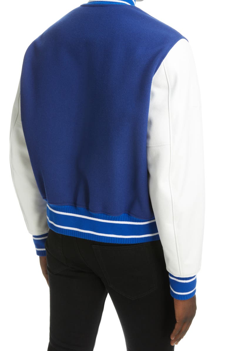 Givenchy Mixed Media Logo Wool Blend Varsity Jacket, Alternate, color, 