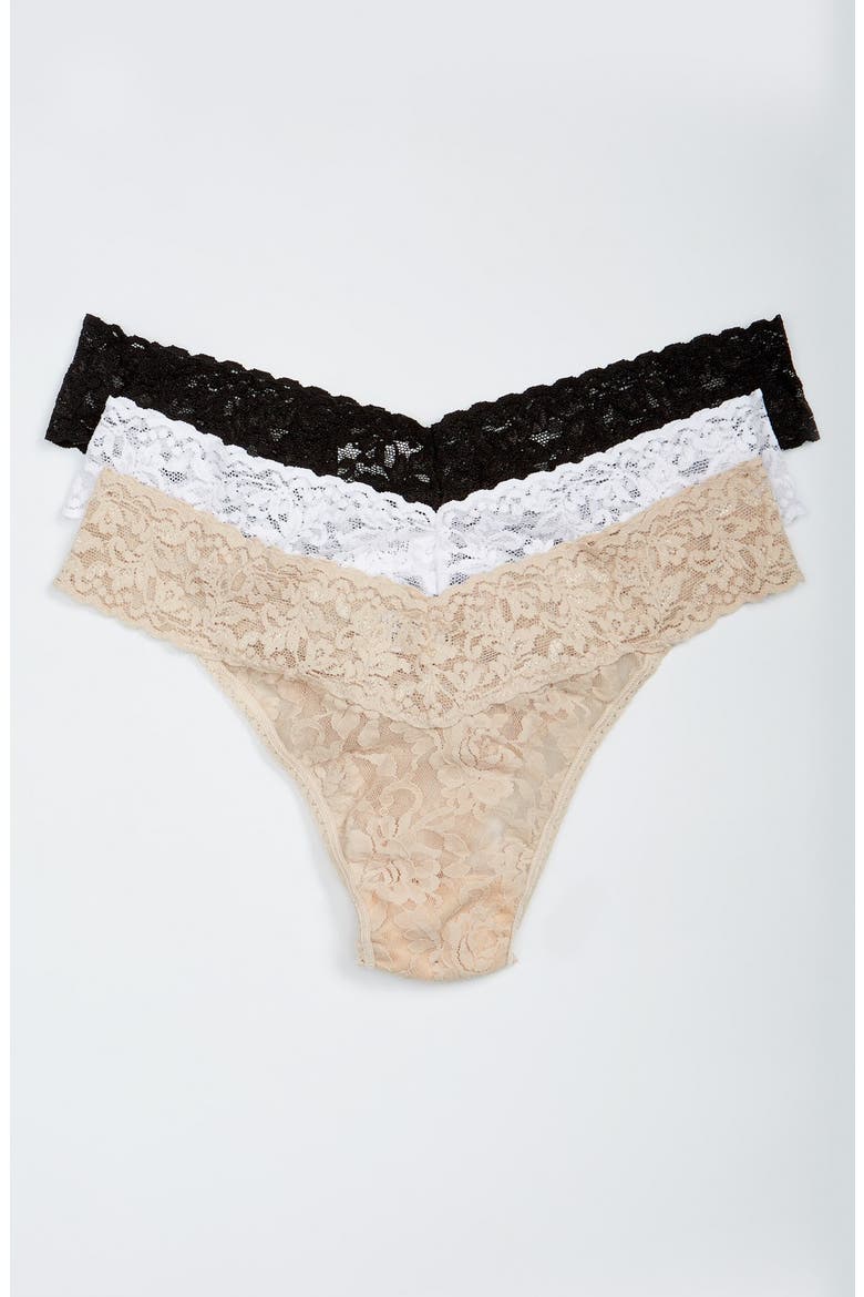 3-Pack Original Rise Thong, Alternate, color, BLACK/ WHITE/ CHAI