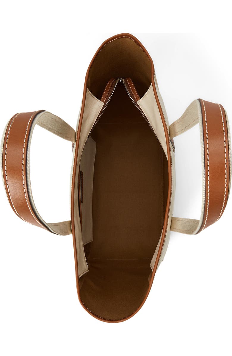 Polo Ralph Lauren Medium Canvas & Leather Tote, Alternate, color, Ecru/ Cuoio