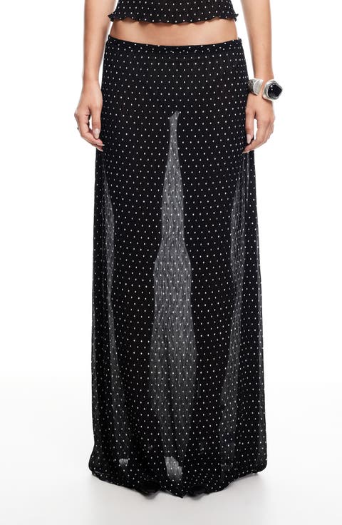Ford Dot Print Plissé Maxi Skirt