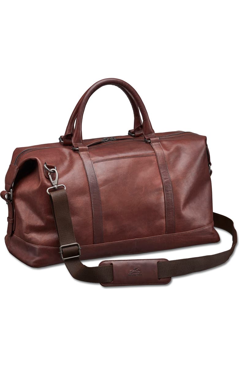 Mancini Carry-On Leather Duffle Bag, Main, color, Brown