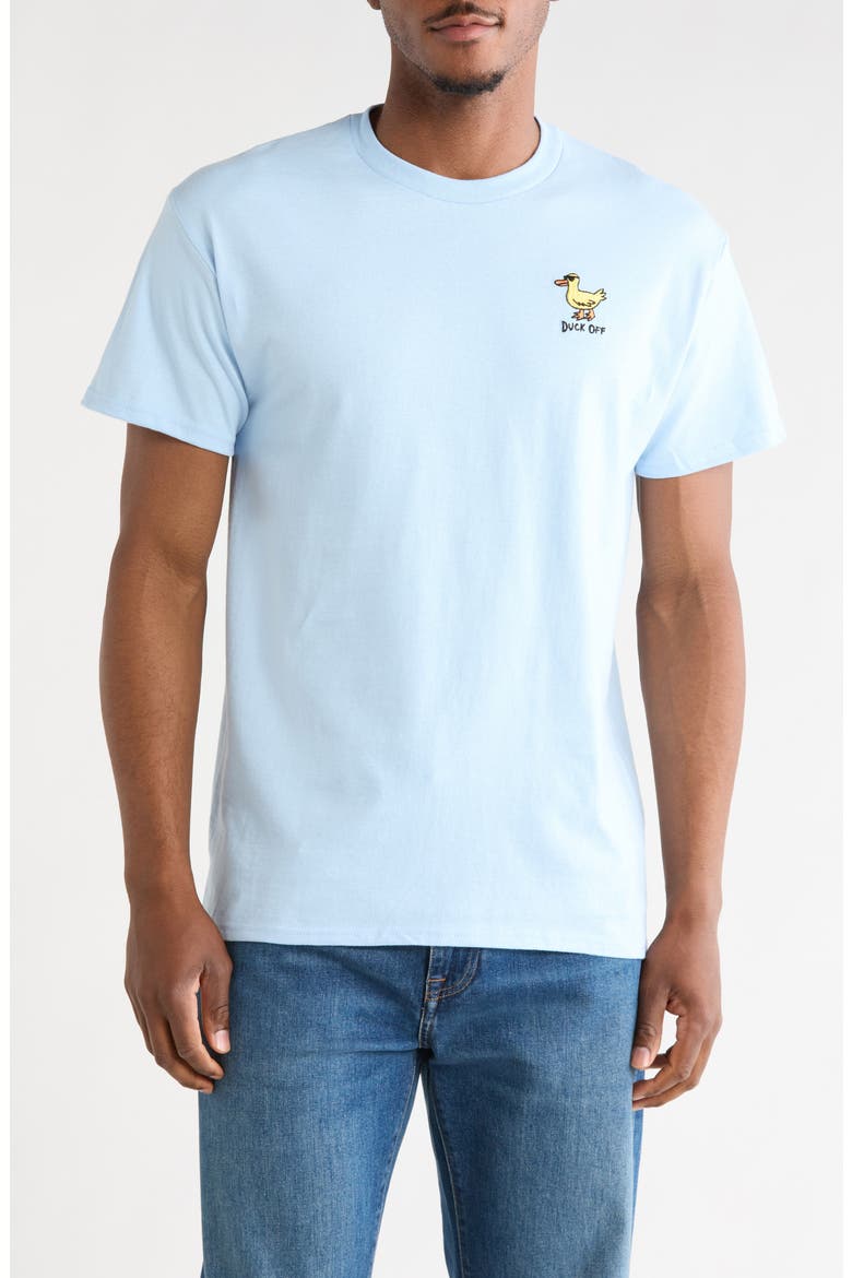 Duck Off Embroidery T-Shirt, Main, color, LIGHT BLUE