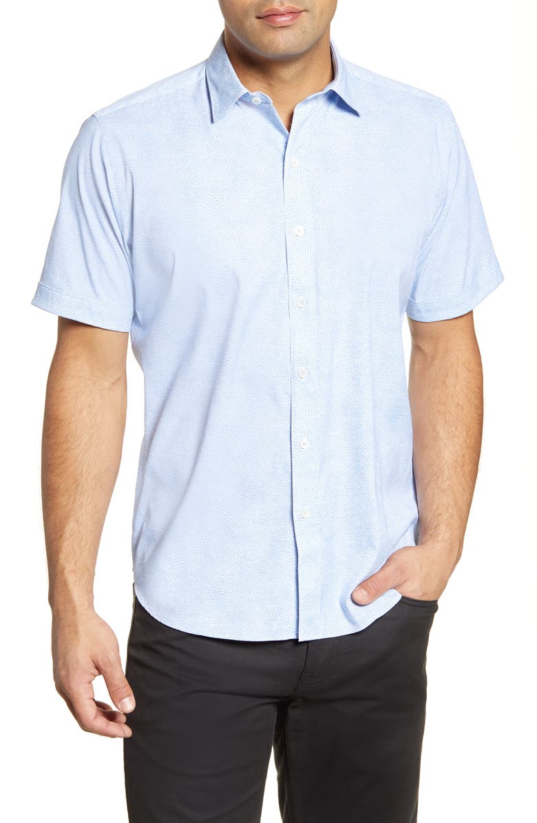 Bugatchi Classic Fit Short Sleeve Button-Up Performance Shirt, Main, color,