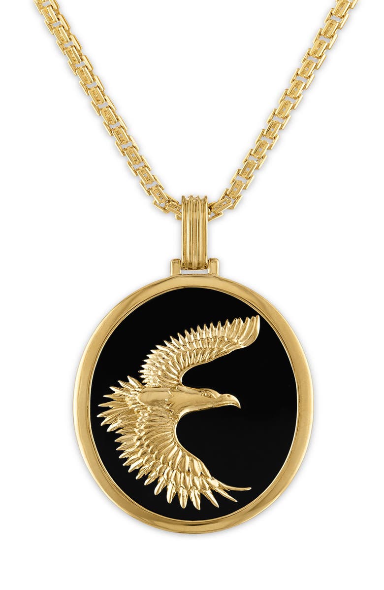 Esquire Men's Eagle Onyx Pendant Necklace, Main, color, 
