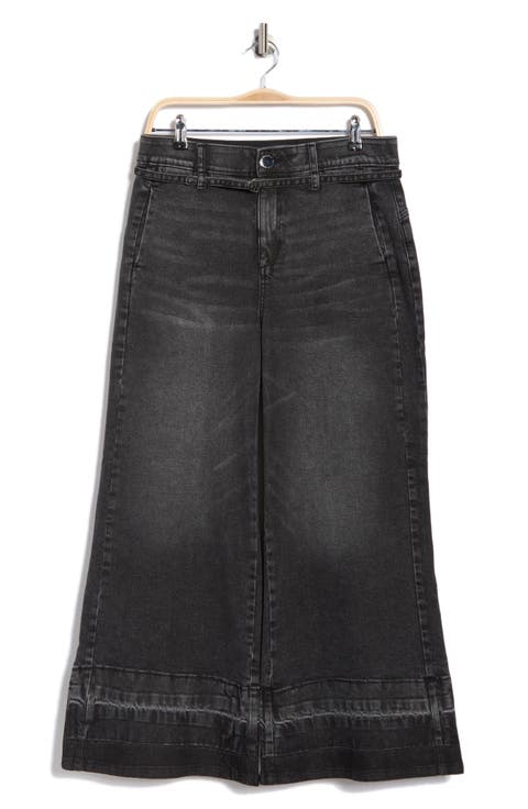 Tie High Waist Wide Leg Jeans (Petite)
