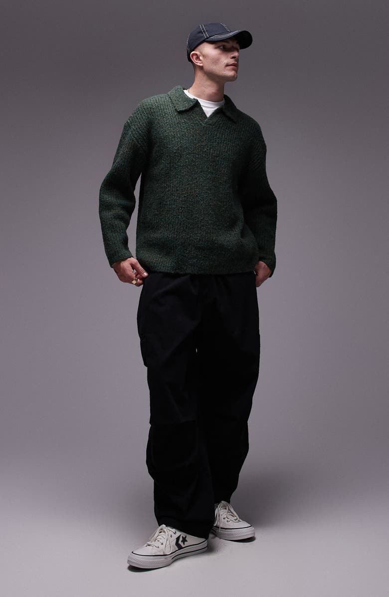 Topman Relaxed Fit Collar Rib Sweater, Alternate, color, 