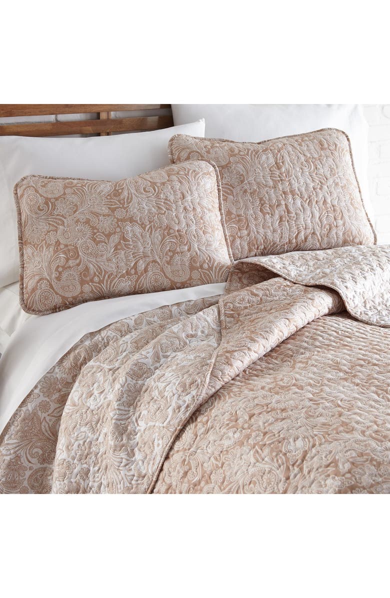 SOUTHSHORE FINE LINENS Perfect Paisley Collection - Luxury Premium Oversized Reversible Quilt Set, Alternate, color, Taupe