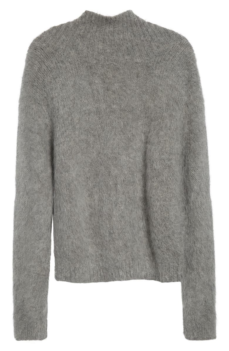 EMILY DAWN LONG Sonko Reversible Suri Alpaca & Merino Wool Blend Sweater, Main, color, Heather Grey