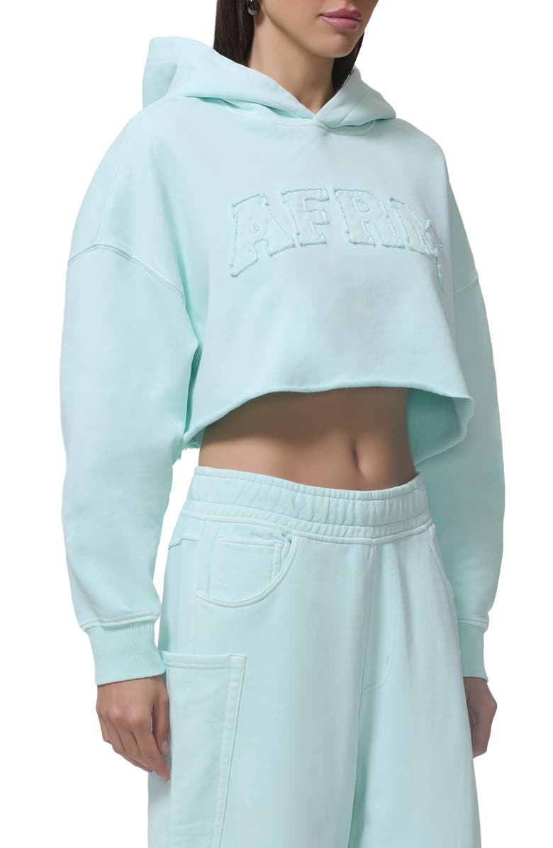 AFRM Darius Crop Cotton Hoodie, Main, color, Icy Morn