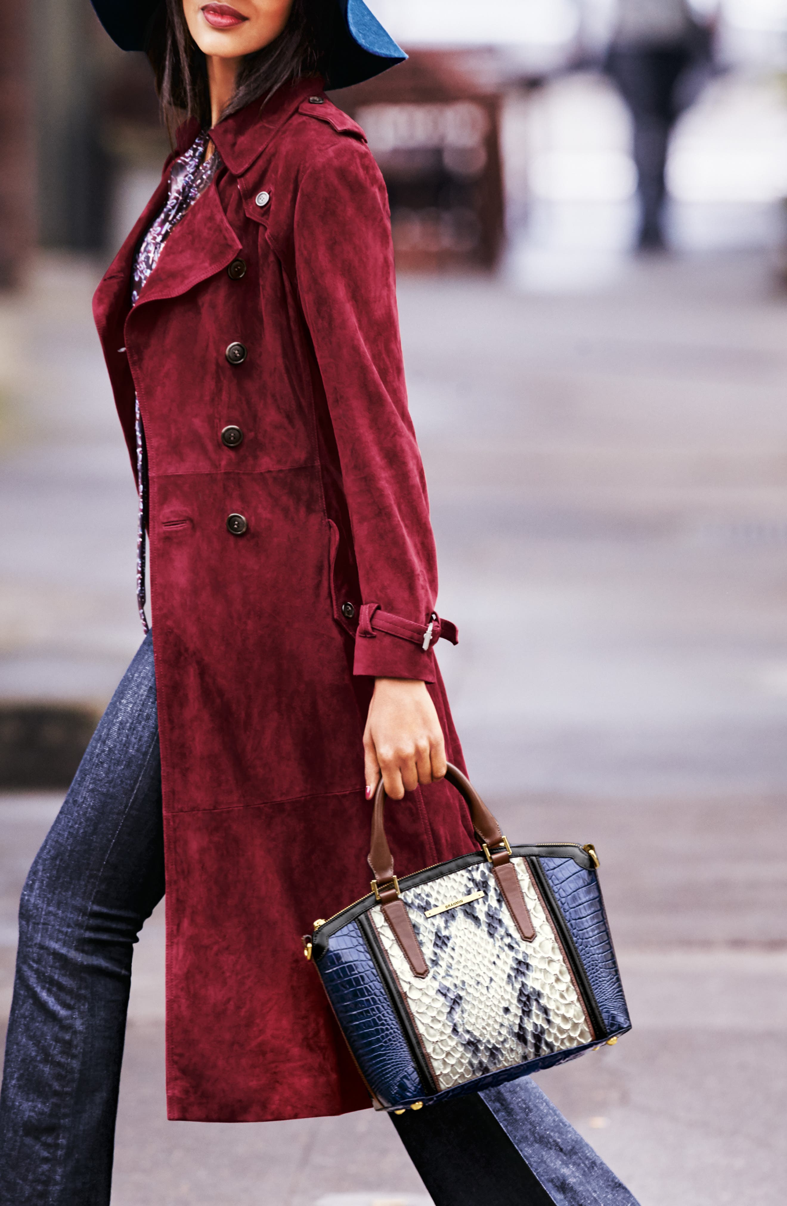 Brahmin Duxbury Croc Embossed Leather Satchel (Women) | Nordstrom