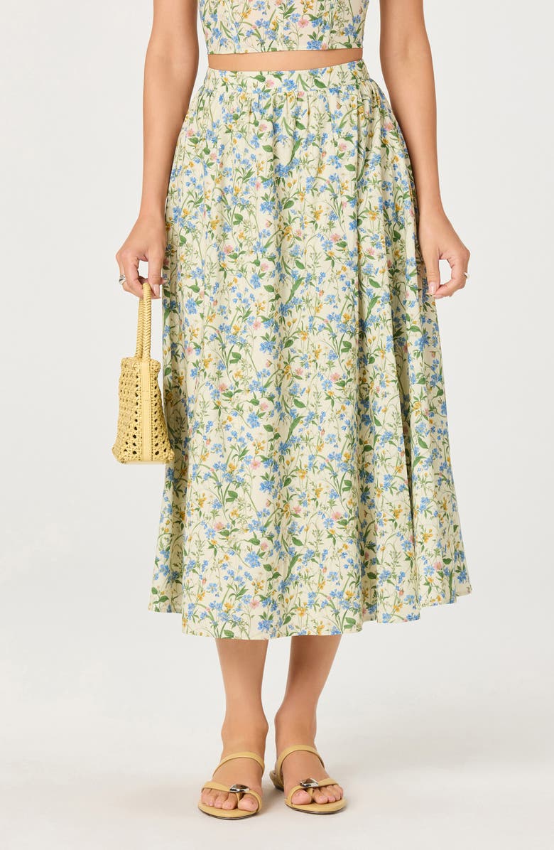 ASTR the Label Wylda Floral Print Maxi Skirt, Alternate, color, Blue Green Multi Floral