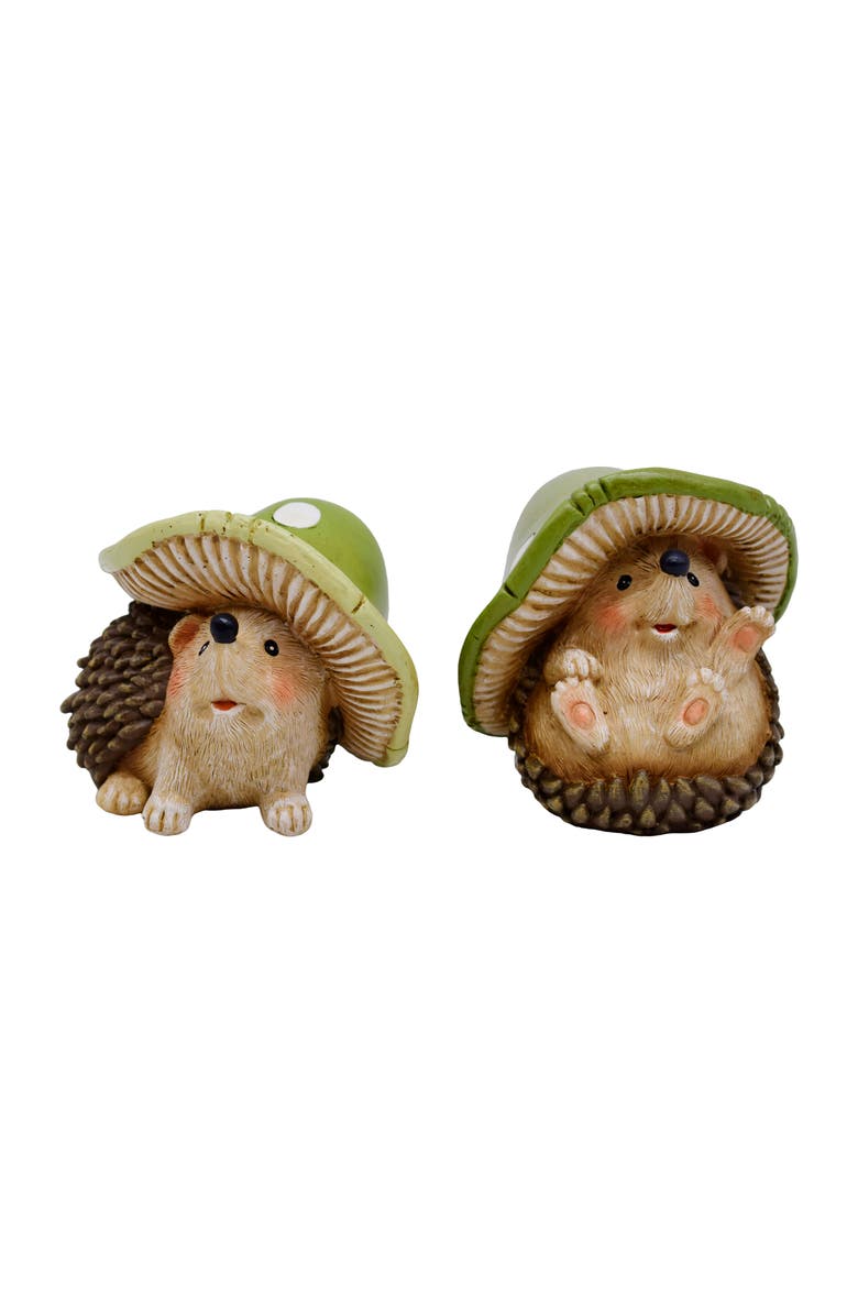 Transpac Resin Mushroom Hat Hedgehog Set of 6 Multicolored for Spring Home Decor, Alternate, color, 6