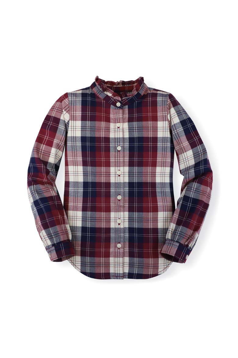 Baby Girls' Ruffle Collar Shirt, Infant, Alternate, color, Berry Tartan