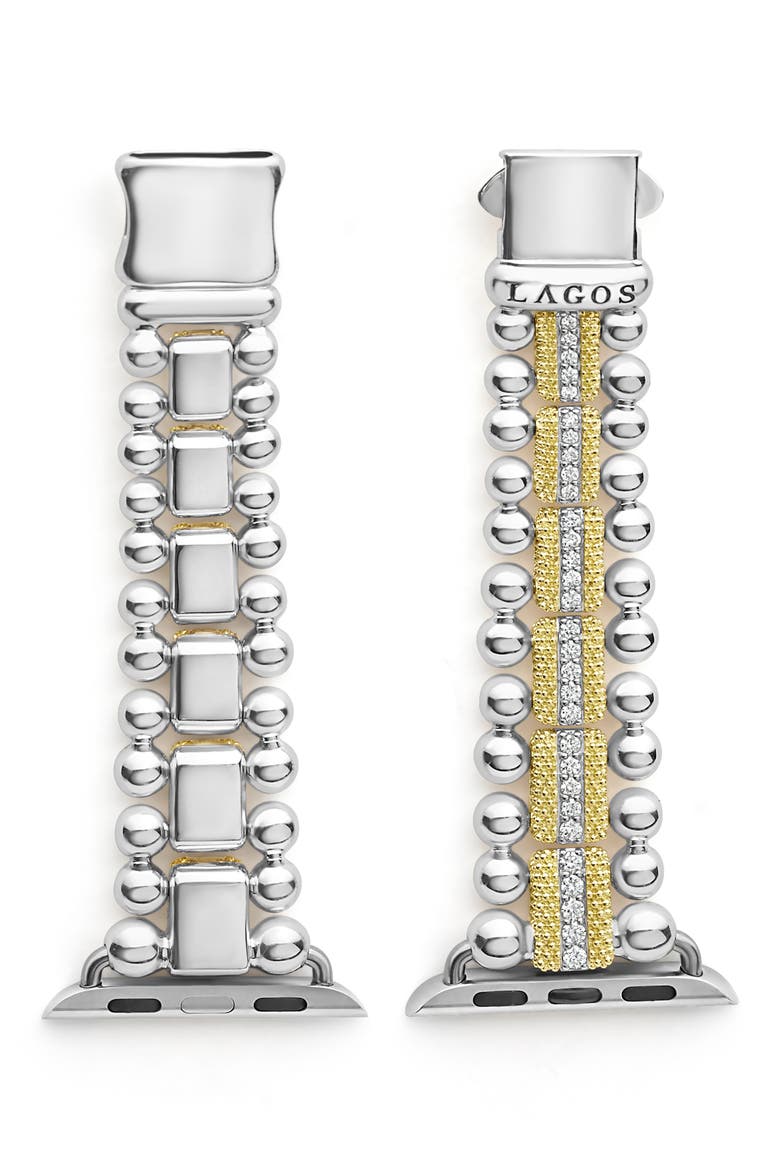 Smart Caviar Diamond Luxe Apple Watch® Watchband, Main, color, GOLD/ SILVER