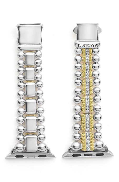 LAGOS Smart Caviar Diamond Luxe Apple Watch® Watchband in Gold/Silver at Nordstrom, Size 7
