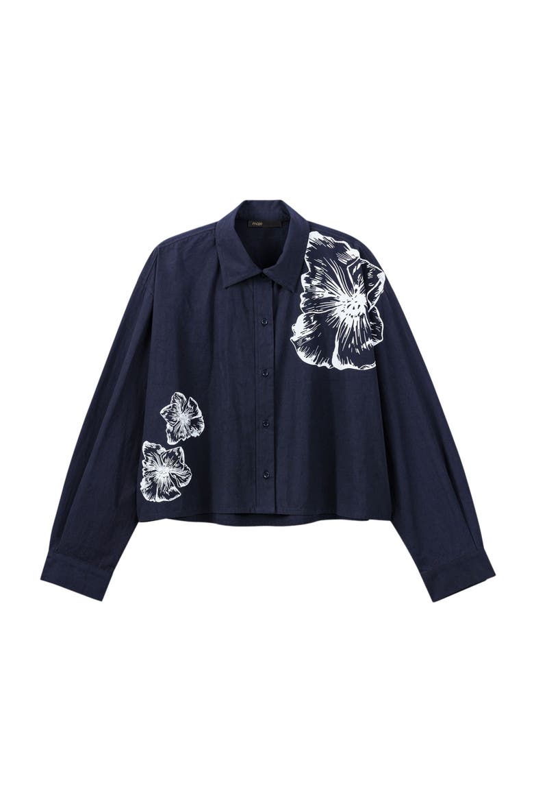 Cropped cotton shirt, Alternate, color, Navy