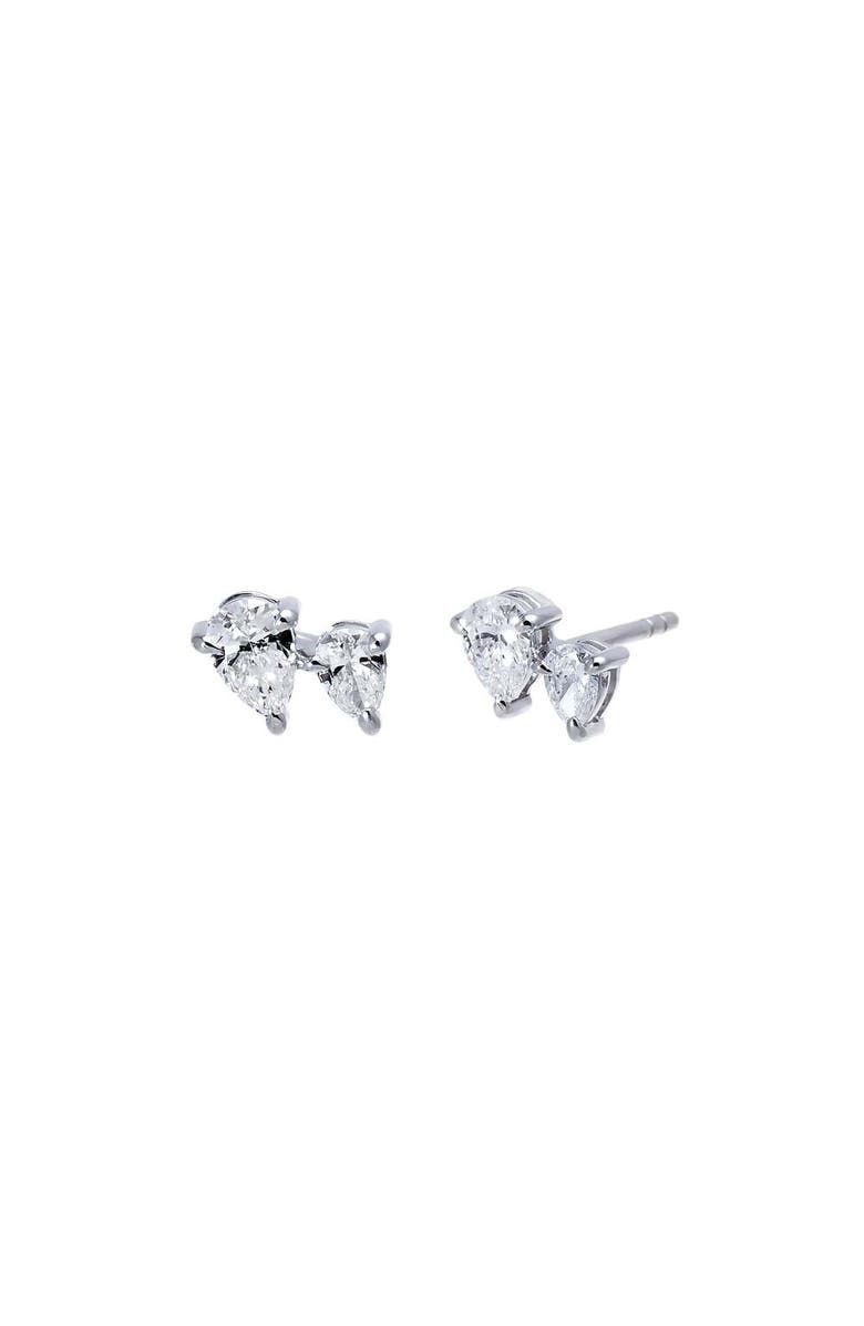 BY ADINA EDEN Lab Grown Diamond Double Pear Prong Stud Earring 14K, Main, color, 14K White Gold