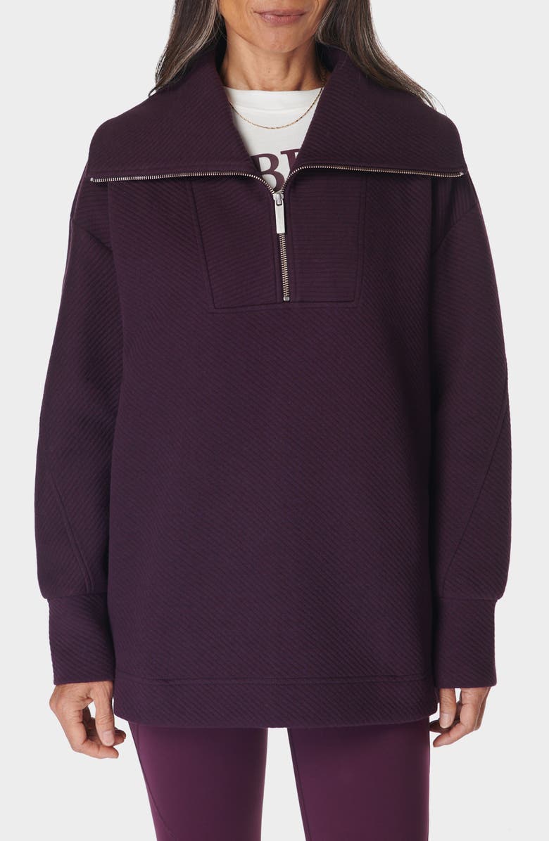 Sweaty Betty Radiant Oversize Half Zip Sweatshirt, Main, color, Midnight Cherry Purple