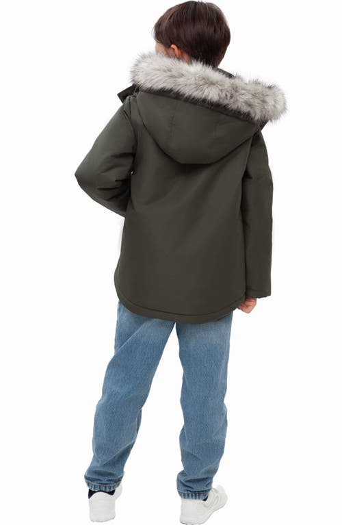 Rokka&rolla Kids' Parka Coat With Detachable Trim In Green