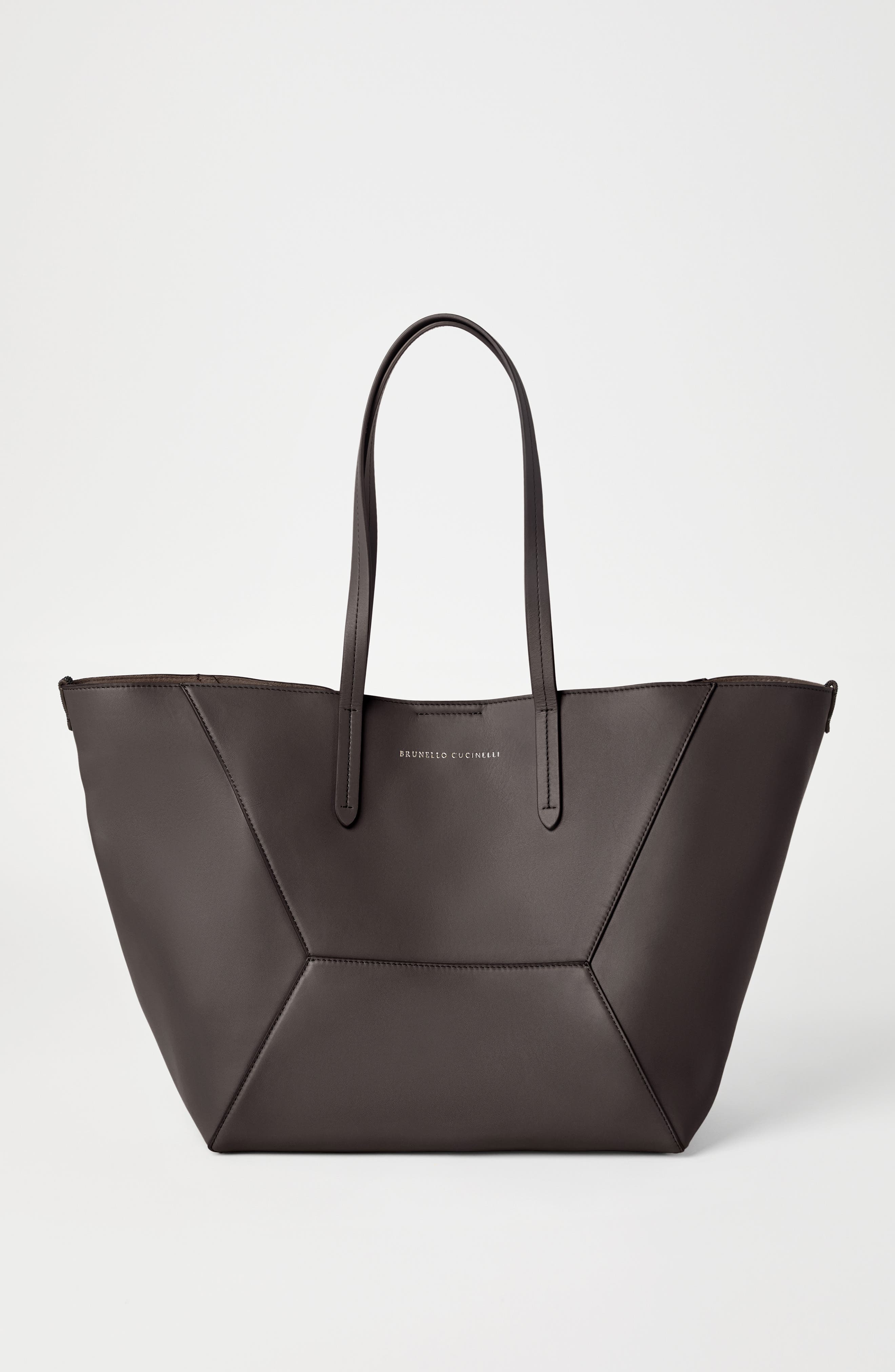 Brunello Cucinelli Calfskin BC Duo bag, Alternate, color, Dark Mahogany