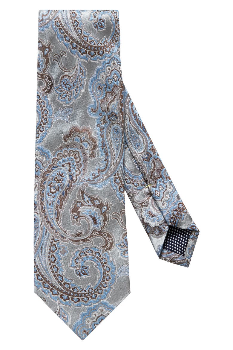 Paisley Silk Tie, Main, color, GREY