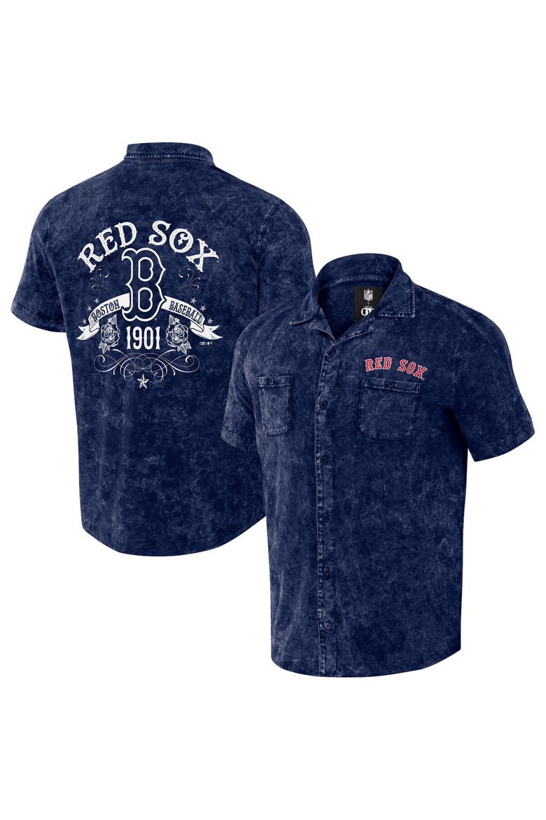Men's Darius Rucker Collection by Fanatics  Navy Boston Red Sox Denim Team Color Button-Up Shirt, Alternate, color, Navy