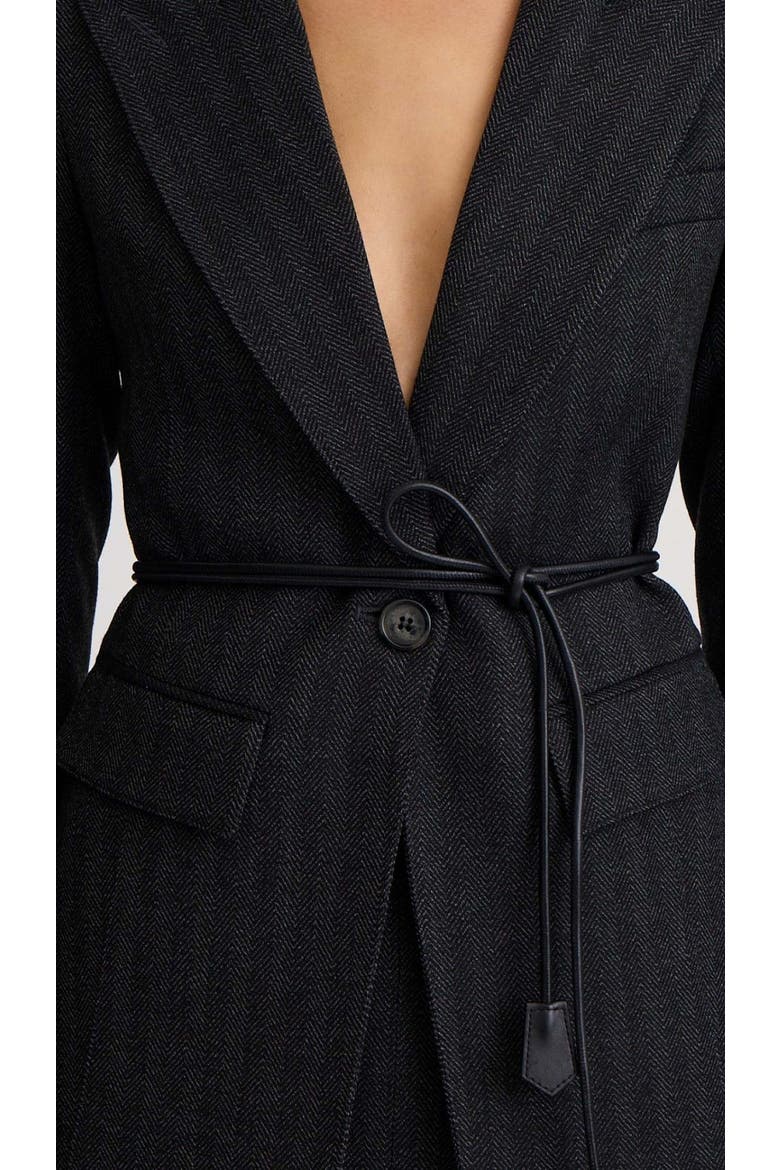 Longline Peaked Lapel Blazer, Alternate, color, Slate Herringbone
