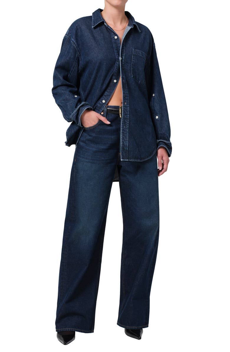 Citizens of Humanity Kayla Oversize Denim Button-Up Shirt, Alternate, color, Artesia