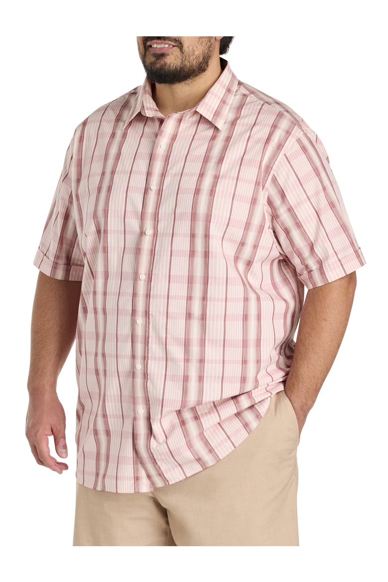 Big & Tall Plaid Sport Shirt, Main, color, PINK MULTI