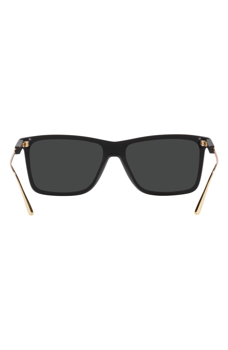 Prada 58mm Polarized Rectangular Sunglasses, Alternate, color, Matte Black