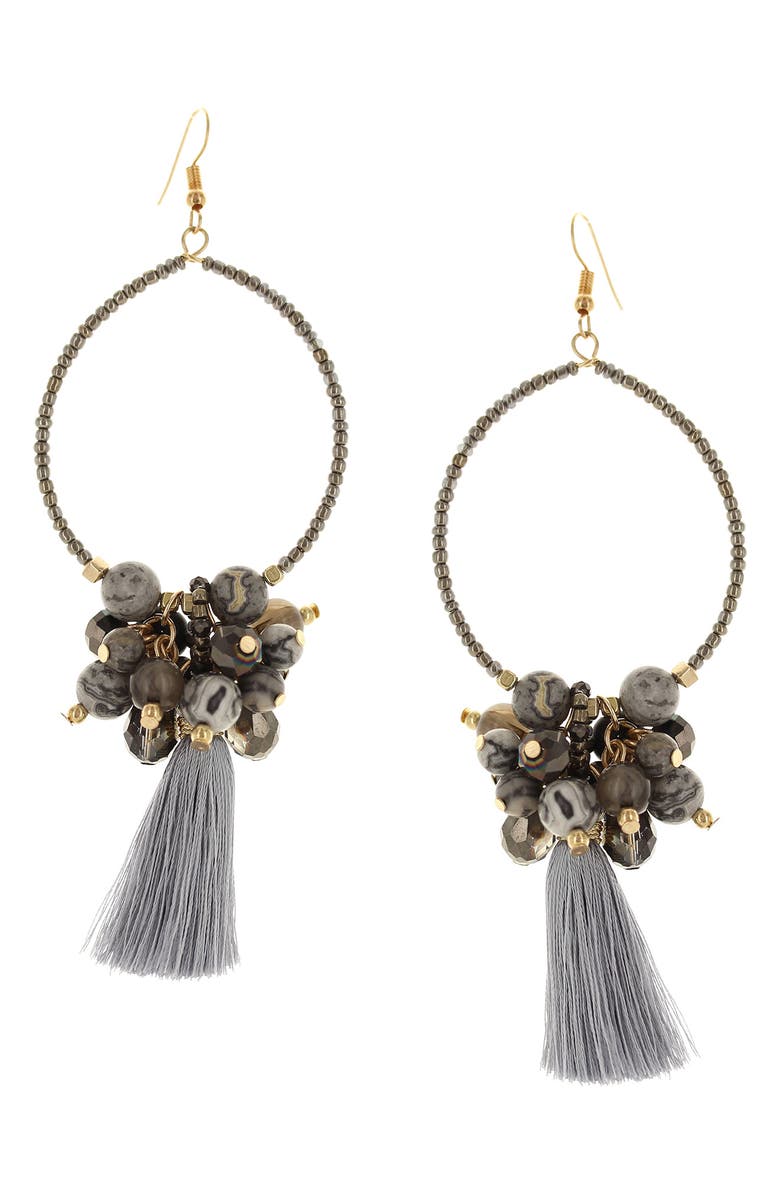 OLIVIA WELLES Party Beaded Tassel Drop Earrings, Main, color,