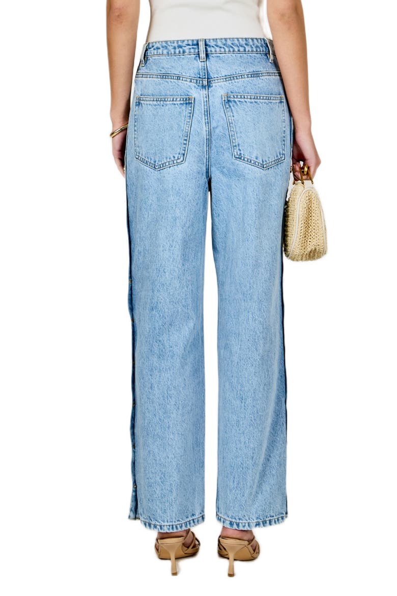 Side Buttoned Mid Waist Straight Leg Jeans, Alternate, color, DENIM