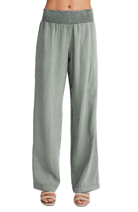 Smock Waist Wide Leg Pants