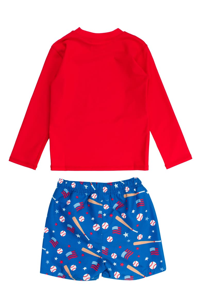 RuggedButts Play Ball Long Sleeve Two-Piece Rashguard Swimsuit, Alternate, color, 