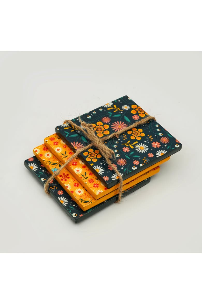 Sunburst Bloom Coasters, Alternate, color, Sunburst