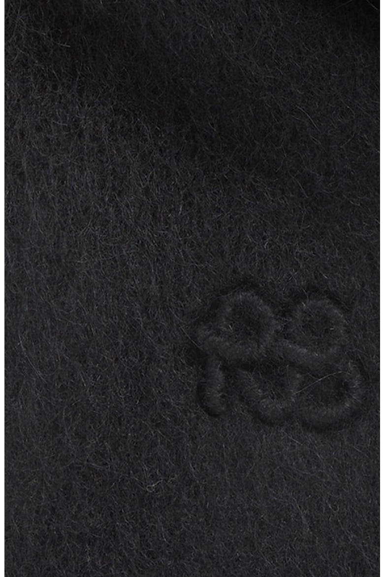 Monogram Embroidered Fringe Scarf, Alternate, color, BLACK