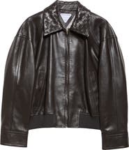 Bottega Veneta Intrecciato Collar Leather Bomber Jacket