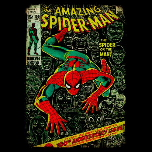 Marvel: Spider-man Marvel Spider-man The Amazing Spider-man Classic Comic Book Cover Graphic T-shirt In Black